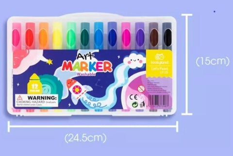 Manualidades Set de 12 Marcadores Lavables Para Niños - arte, lapices, lavable, LT125, Manualidades, marcadores, marcadores lavables, Niños, no toxico, Tookyland, washable markers 