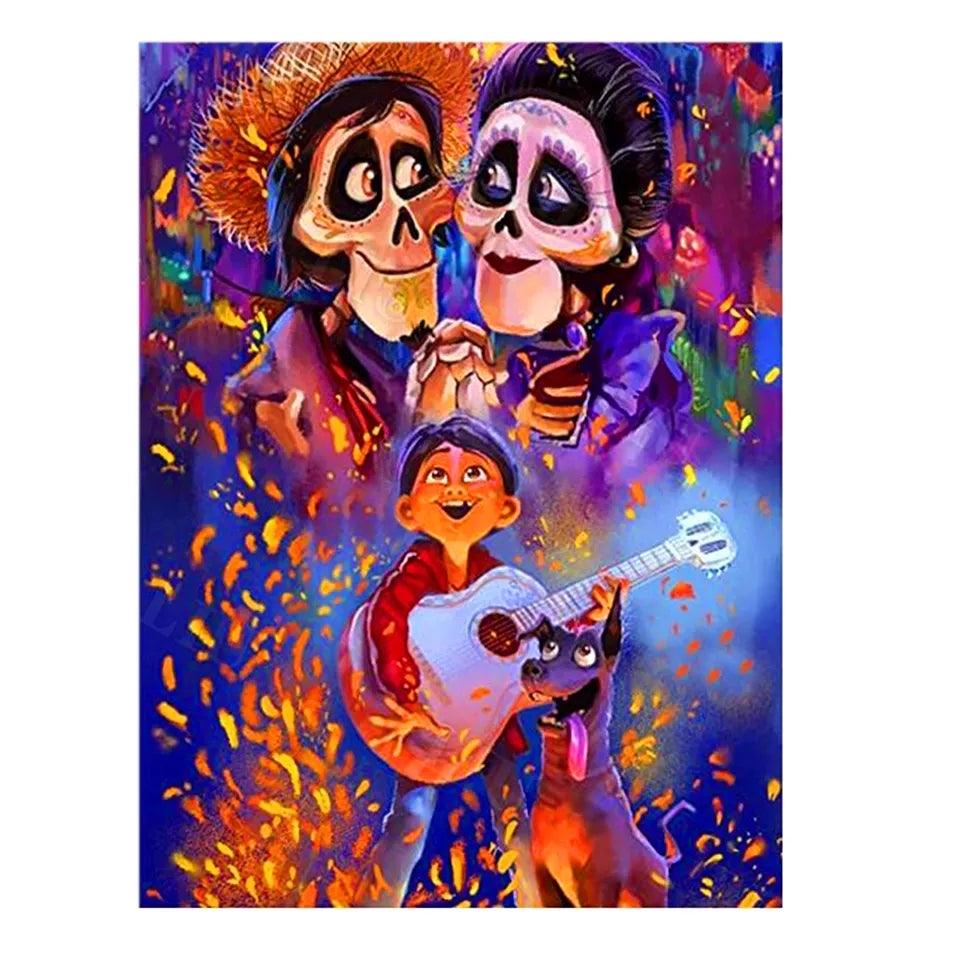 Pinturas con Diamantes Coco - Pintura Diamante 30x40 Cuadrado - casa, coco, disney, infantil, mostacilla cuadrada, MUSICA, pelicula 