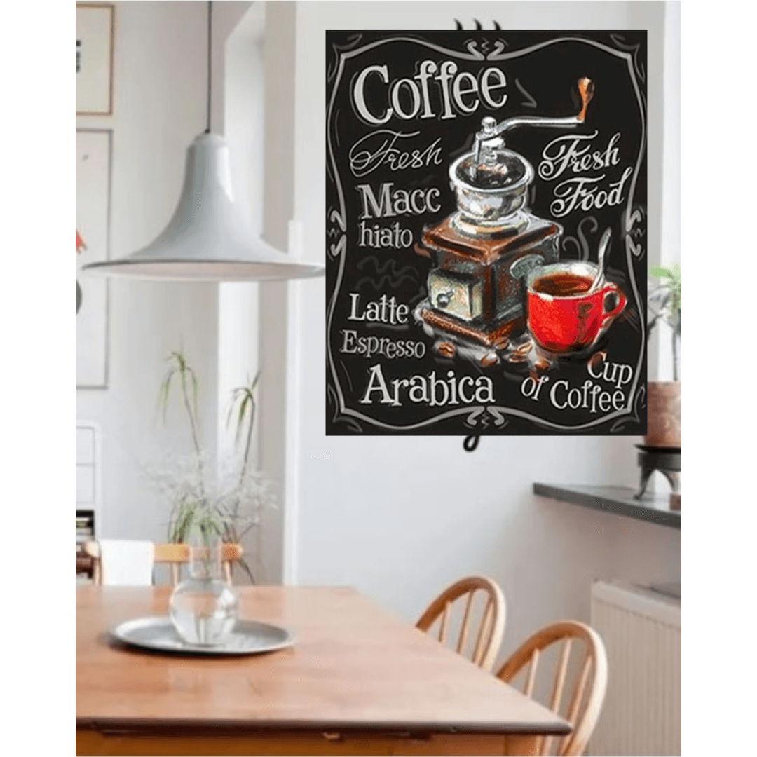 Pinturas con Números Molinillo de Café - Pintura por Numero (50x40) - cafe, cocina, Moderno, molinillo, Paint By Numbers, Pintura con Número, pintura por números 