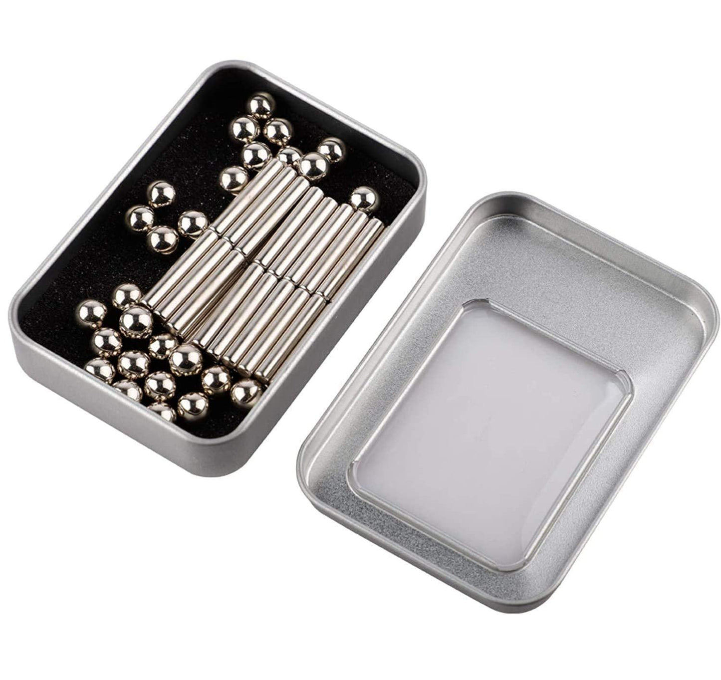 Juegos Magnéticos Set Barritas Magnéticas y Bolas de Acero - barras magnéticas, barras magnéticas plateadas, barritas imantadas, barritas magnéticas, Bloques de Construcción, bolas de acero, bolitas de acero, imanes, imanes de neodimio, juegos magnéticos, Niños, palitos magnéticos, palos magnéticos, varillas magnéticas, varitas magnéticas 