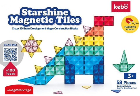 Juegos Magnéticos Set 58 Piezas Bloques Magnéticos Kebo (Tipo Imanix) - Bloques de Construcción, bloques magnéticos, imanes, imanix, juegos magnéticos, KBZS-58, Kebo, mag-wisdom, magnetic tiles, Niños, Starshine Magnetic Tile 