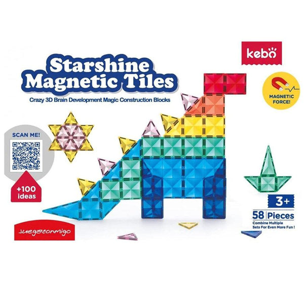 Juegos Magnéticos Set 58 Piezas Bloques Magnéticos Kebo (Tipo Imanix) - Bloques de Construcción, bloques magnéticos, imanes, imanix, juegos magnéticos, KBZS-58, Kebo, mag-wisdom, magnetic tiles, Niños, Starshine Magnetic Tile 