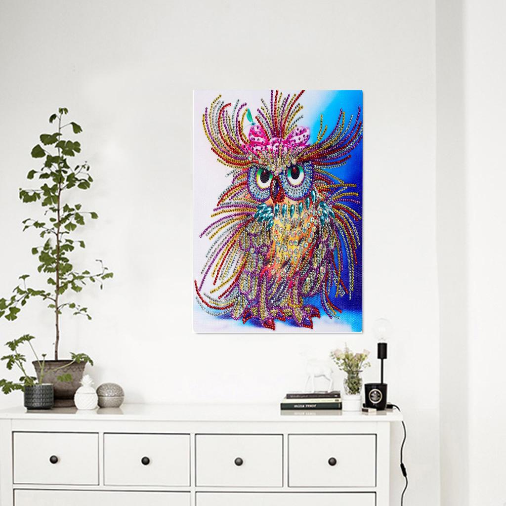 Pinturas con Diamantes Búho (40x30) - Pintura Diamante Llenado Parcial - aves, bordado diamante, buho, diamante  cuadrado, diamond painting, llenado parcial, mosaico diamante, pajaro, pintura diamante 