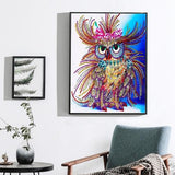 Pinturas con Diamantes Búho (40x30) - Pintura Diamante Llenado Parcial - aves, bordado diamante, buho, diamante  cuadrado, diamond painting, llenado parcial, mosaico diamante, pajaro, pintura diamante 