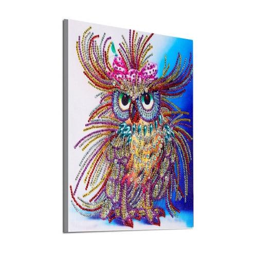 Pinturas con Diamantes Búho (40x30) - Pintura Diamante Llenado Parcial - aves, bordado diamante, buho, diamante  cuadrado, diamond painting, llenado parcial, mosaico diamante, pajaro, pintura diamante 