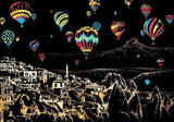 Manualidades Pintura Scratch Cappadocia - aerostatico, capadocia, cappadocia, ciudades, globos, rascar, raspar, scratch, scratch art 