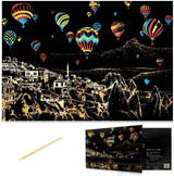Manualidades Pintura Scratch Cappadocia - aerostatico, capadocia, cappadocia, ciudades, globos, rascar, raspar, scratch, scratch art 
