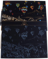 Manualidades Pintura Scratch Cappadocia - aerostatico, capadocia, cappadocia, ciudades, globos, rascar, raspar, scratch, scratch art 