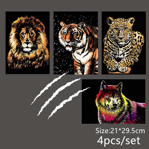 Manualidades Kit Scratch Animales Salvajes - arte raspar, Manualidades, Niños, scratch, scratch art 