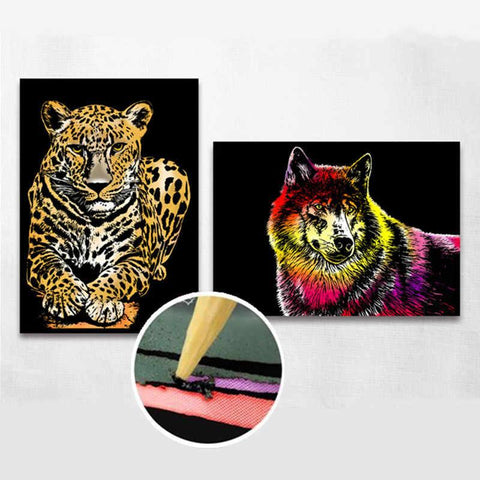 Manualidades Kit Scratch Animales Salvajes - arte raspar, Manualidades, Niños, scratch, scratch art 