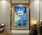 Pinturas con Diamantes Ciervo en Flor (50x70) - Pintura Diamante Cuadrado XL - Animales, bordado diamantes, CIERVO, diamond painting, Flores, mostacilla cuadrada, pintura diamantes, reno, xl 