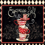 Pinturas con Diamantes Cafe Expresso (30x30) - Pintura Diamante Cuadrado - adorno, bordado diamante, café, cocina, diamante  cuadrado, diamond painting, expresso, Moderno, mosaico diamante, mostacilla cuadrada, pastel, pintura diamante 