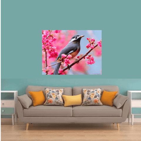 Pinturas con Diamantes Pajarito Azul (40x30) - Pintura Diamante Redondo - animales, bordado diamante, diamante  cuadrado, diamond painting, mosaico diamante, mostacilla cuadrada, PAJARO, pintura diamante 