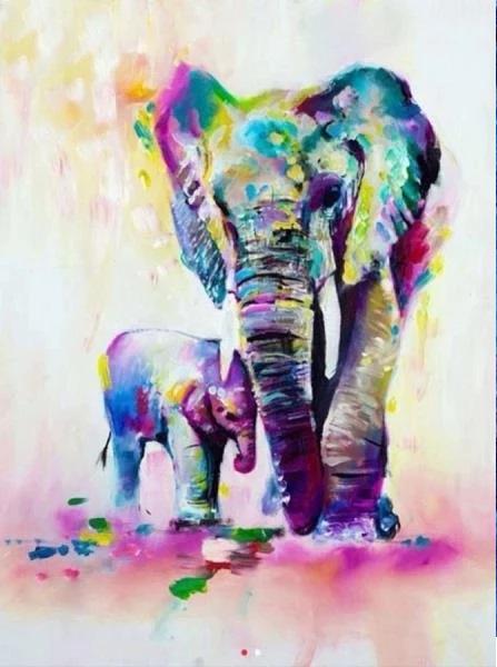 Pinturas con Diamantes Elefantes (30X40) - Pintura Diamante Cuadrado - Animales, diamond painting, elefante, pintura diamante 
