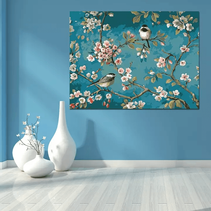 Pinturas con Números Flores y Pájaros- Pintura Por Número (50x40) - Animal, Animales, arbol, aves, Flores, Paint By Numbers, pajaros, Pintura con Número 
