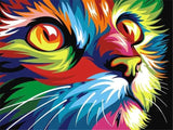 Pinturas con Números Gato Color - Pintura Por Número (40 x 50) - Animales, Gato, Gato a Color, Moderno, Niños, number painting, Paint By Numbers, Pintura con Número 