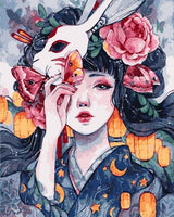 Pinturas con Números Japonesa - Pintura Por Número (40x50) - japonesa, kimono, mujeres, Pintura con Número 