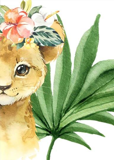 Pinturas con Números Leona Selva - Pintura Por Número (40x50) - Animal, Animales, Flores, Fácil, Hojas, infantil, leona, Niña, Niños, Pintura, Pintura con Número, Principiante, Selva, Verde 