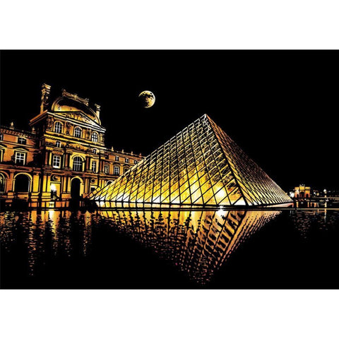 Manualidades Pintura Scratch Louvre - ciudades, europa, louvre, museo, rascar, raspar, scratch, scratch art 