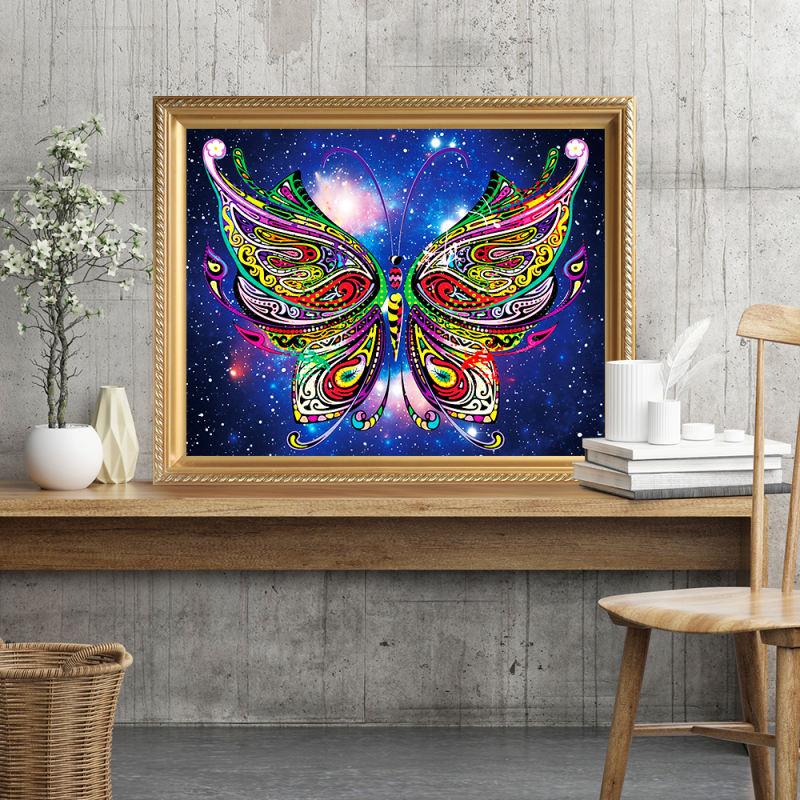 Pinturas con Diamantes Mariposa (40x30) - Pintura Diamante Llenado Parcial - bordado diamante, diamante  cuadrado, diamond painting, llenado parcial, MARIPOSA, mosaico diamante, pintura diamante 
