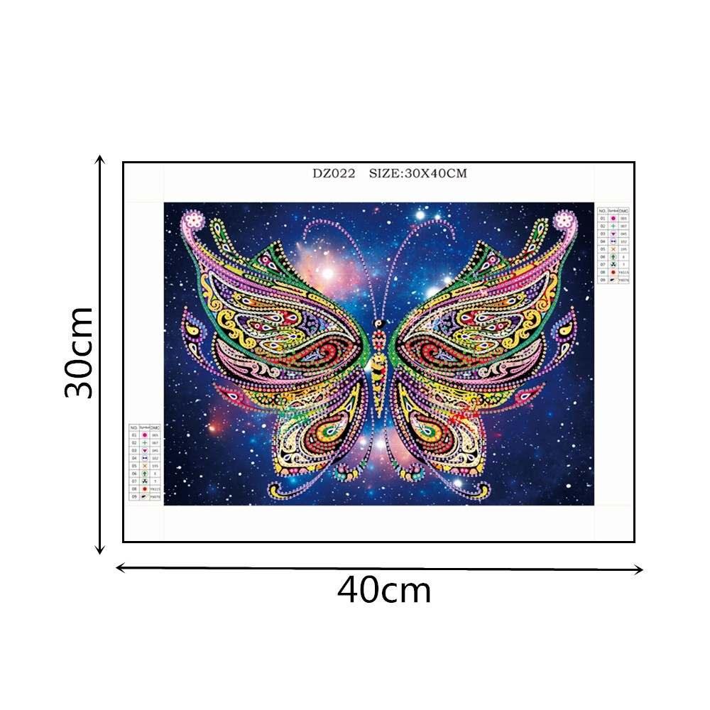 Pinturas con Diamantes Mariposa (40x30) - Pintura Diamante Llenado Parcial - bordado diamante, diamante  cuadrado, diamond painting, llenado parcial, MARIPOSA, mosaico diamante, pintura diamante 