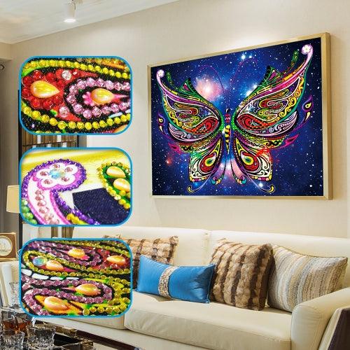 Pinturas con Diamantes Mariposa (40x30) - Pintura Diamante Llenado Parcial - bordado diamante, diamante  cuadrado, diamond painting, llenado parcial, MARIPOSA, mosaico diamante, pintura diamante 