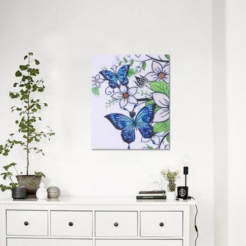 Pinturas con Diamantes Flores y Mariposas (40x30) - Pintura Diamante Llenado Parcial - bordado diamante, diamante  cuadrado, diamond painting, FLORES, llenado parcial, MARIPOSA, mosaico diamante, pintura diamante, PRIMAVERA 