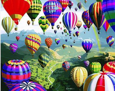 Pinturas con Diamantes Viaje en Globo  (30x40) - Pintura Diamante Cuadrado - AEROSTATICOS, DIAMANTE, DIAMOND PAINTING, GLOBOS, Moderno, mosaico diamante, mostacilla cuadrada, VIAJE 