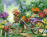 Pinturas con Números Bicicleta Floral - Pintura por Numero (50x40) - bicicleta, floral, jardin, Moderno, Paint By Numbers, Pintura con Número, pintura por números, primavera 