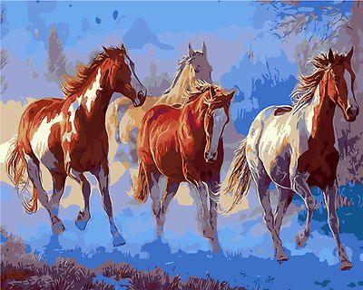 Pinturas con Números Caballos Salvajes - Pintura por Numero (50x40) - Animales, caballos, Paint By Numbers, Pintura con Número, pintura por números 