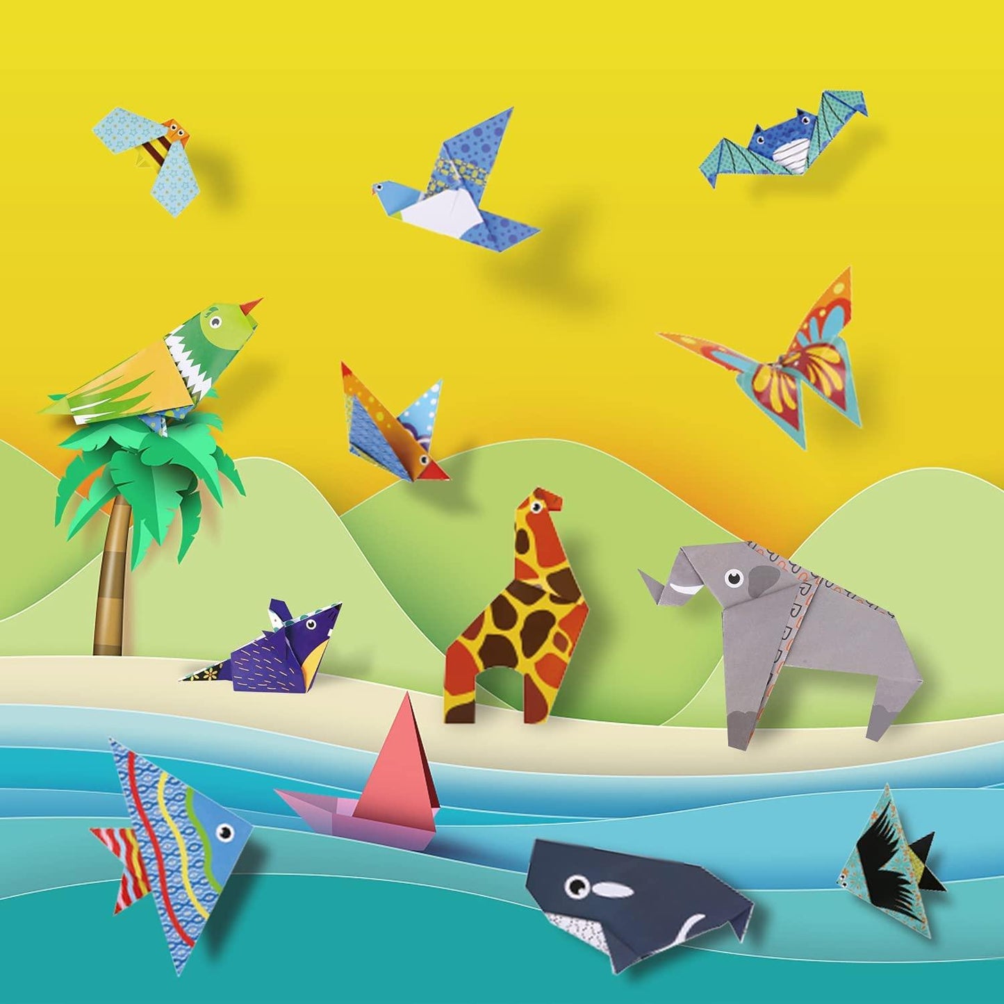 Manualidades Kit de Origami Infantil - Mundo Animal - 30 Piezas - animales, arte, creatividad, infantil, LT029, Manualidades, Niños, origami 