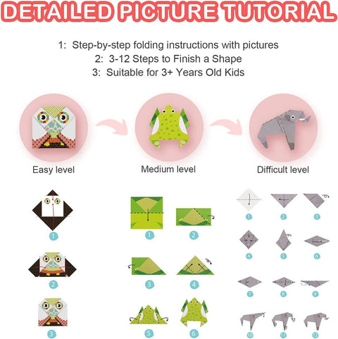 Manualidades Kit de Origami Infantil - Mundo Animal - 30 Piezas - animales, arte, creatividad, infantil, LT029, Manualidades, Niños, origami 