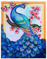 Pinturas con Diamantes Pavo Real (40x30) - Pintura Diamante Llenado Parcial - aves, bordado diamante, diamante  cuadrado, diamond painting, llenado parcial, mosaico diamante, pajaro, pintura diamante 