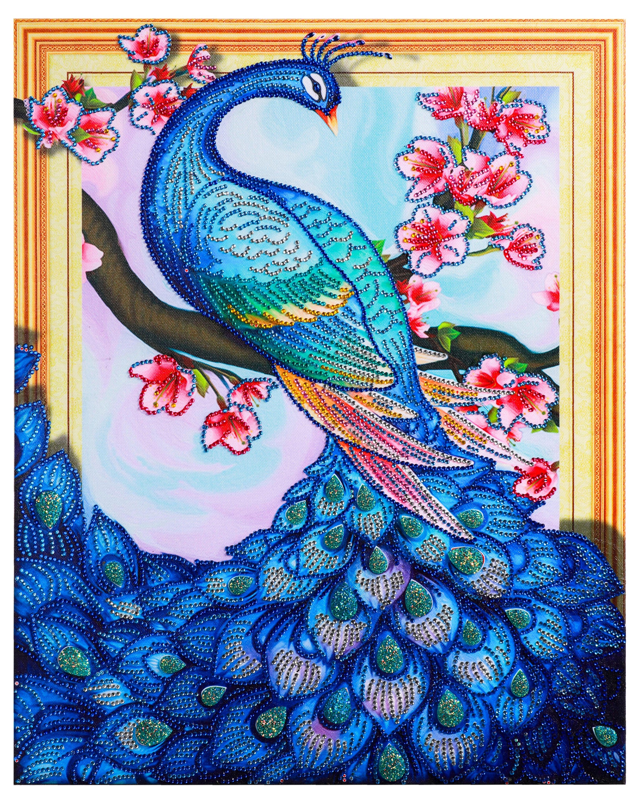 Pinturas con Diamantes Pavo Real (40x30) - Pintura Diamante Llenado Parcial - aves, bordado diamante, diamante  cuadrado, diamond painting, llenado parcial, mosaico diamante, pajaro, pintura diamante 
