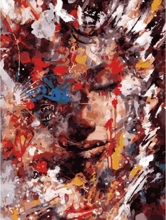 Pinturas con Números Pensamiento Abstracto - Pintura por Numero (50x40) - mujeres, Paint By Numbers, pensamiento, Pintura con Número, pintura por números, rostro 