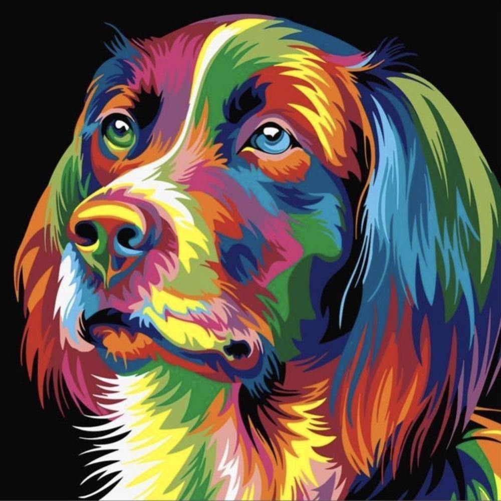Pinturas con Números Perro Color - Pintura Por Número - 50x40 - Animales, Niños, paint by numbers, Perros, Pintura con Número 