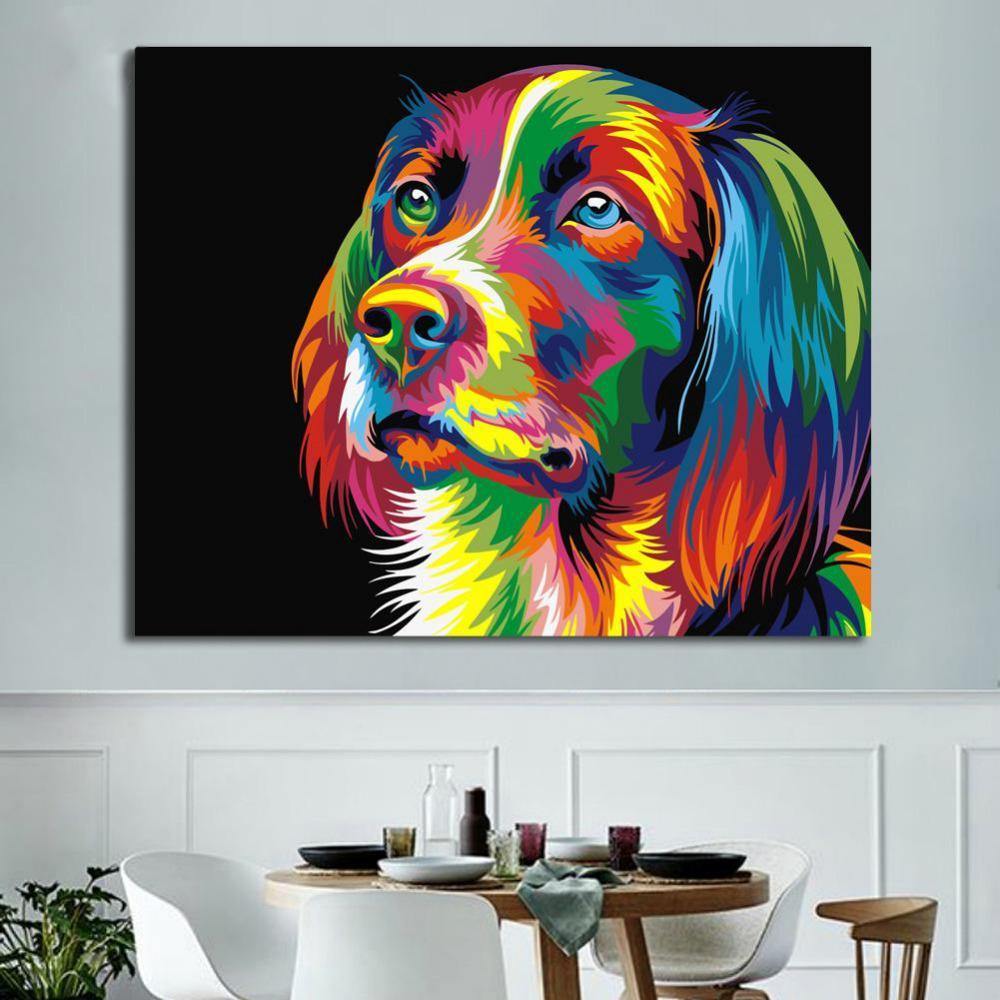 Pinturas con Números Perro Color - Pintura Por Número - 50x40 - Animales, Niños, paint by numbers, Perros, Pintura con Número 