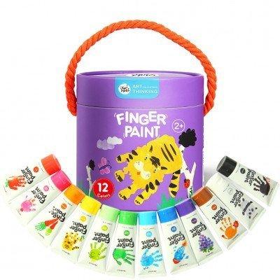 J MARK Juego completo de pintura de dedos lavable para niños, almohadilla  de pintura para dedos grandes, pinturas de dedos de témpera, bata y más