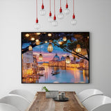 Pinturas con Números Faroles en Venecia - Pintura Por Número (50x40) - ciudades, faroles, Pintura con Número, venecia 
