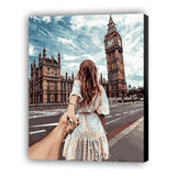Pinturas con Números De la mano en Londres - Pintura por Numero (50x40) - Ciudades, Londres, mujeres, Paint By Numbers, Parejas, Pintura con Número, pintura por números 