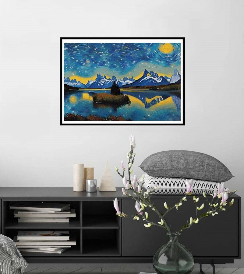 Torres del Paine en estilo Van Gogh - Pintura por Numero (50x40)