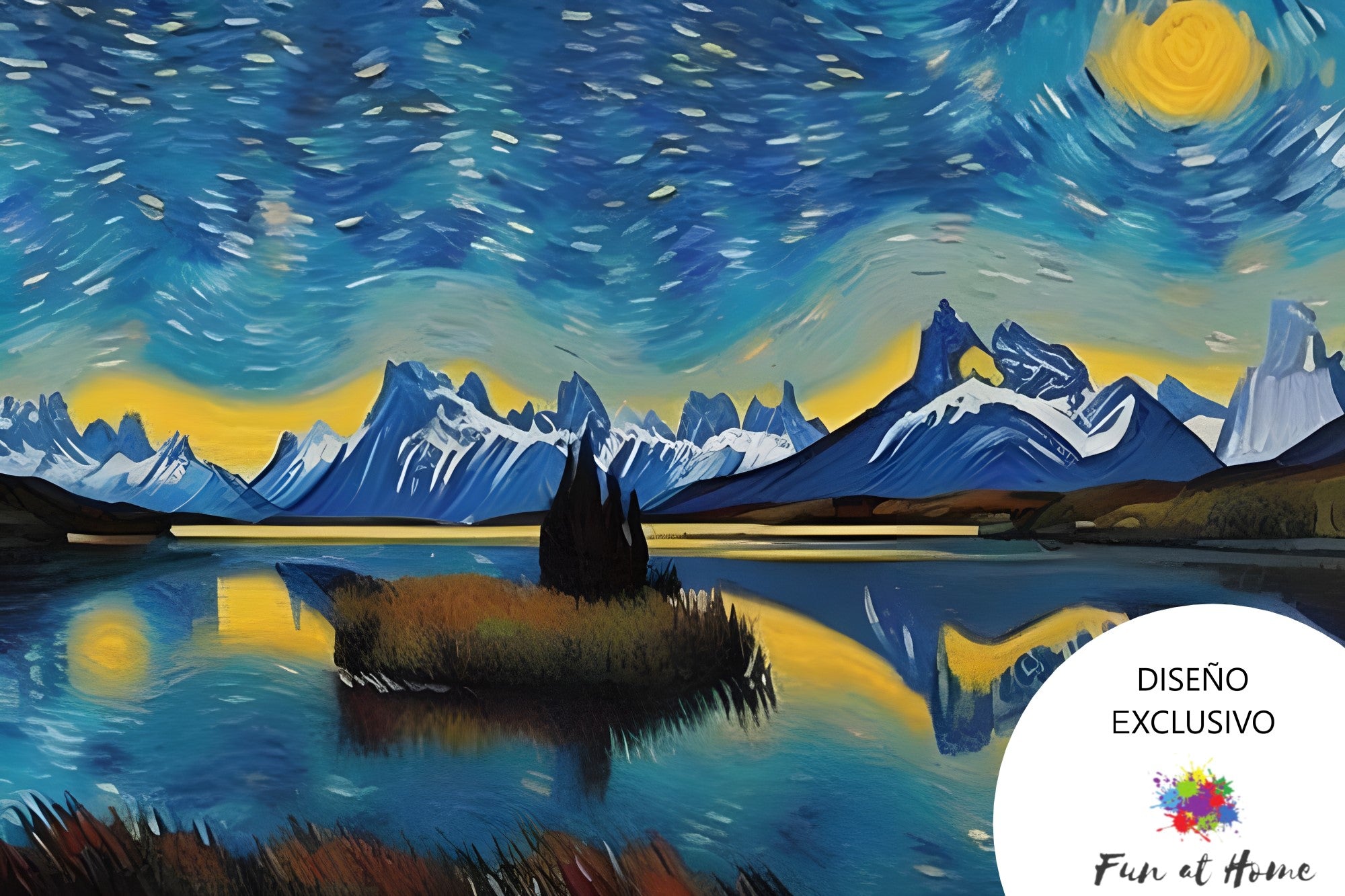 Torres del Paine en estilo Van Gogh - Pintura por Numero (50x40)