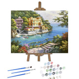 Pinturas con Números Terraza con Vista al Mar - Pintura Por Número (50x40) - balcon, mar, paisajes, Pintura con Número, terraza 