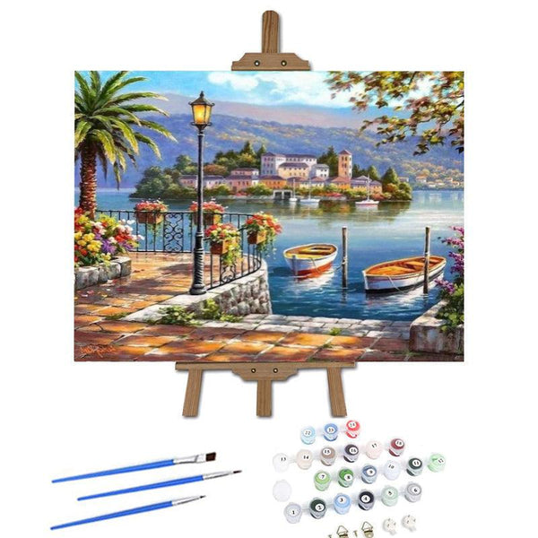 Pinturas con Números Vista de una isla - Pintura Por Número (50x40) - isla, mar, naturaleza, paisajes, Pintura, Pintura con Número 