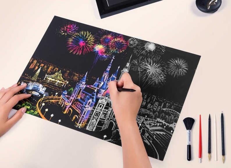 Manualidades Pintura Scratch Florencia - ciudades, europa, florencia, italia, rascar, raspar, scratch, scratch art 