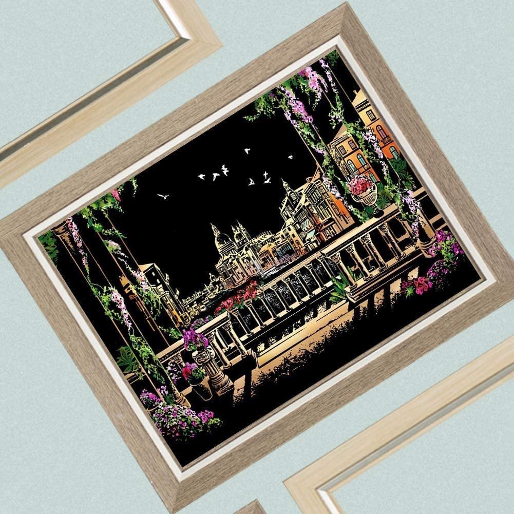 Manualidades Pintura Scratch Balcón Venecia - balcon, ciudades, rascar, raspar, scratch, scratch art, venecia 