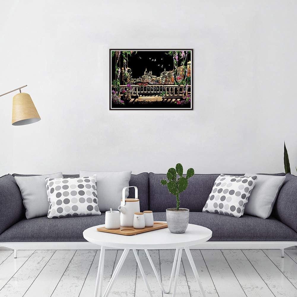 Manualidades Pintura Scratch Balcón Venecia - balcon, ciudades, rascar, raspar, scratch, scratch art, venecia 