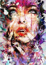 Pinturas con Diamantes Rostro Moderno Mujer (30 x 40) - Pintura Diamante Cuadrado - diamond painting, FLORES, MIRADA, MODERNO, mostacilla cuadrada, mujeres, ROSTRO 
