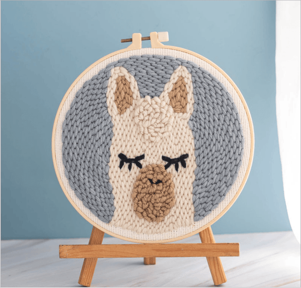 Kits de Bordado Set de Bordado Aguja Mágica Llama - aguja mágica, alpaca, bastidor, bordado, kit de bordado, lana, llama, set de bordado 