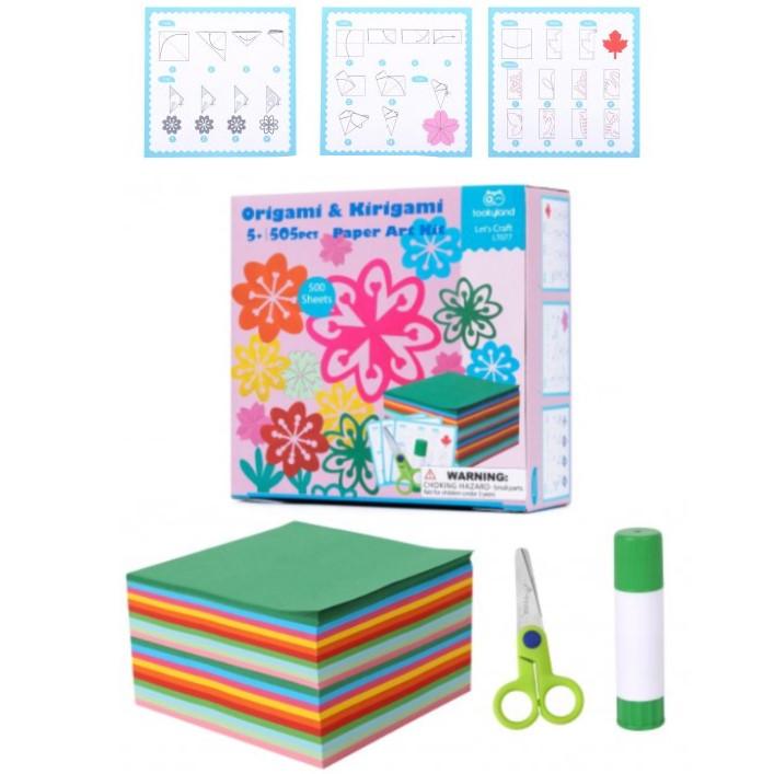 Manualidades Set de Origami y Kirigami Para Niños Incluye 500 Hojas - arte, creatividad, flores, infantil, kirigami, kit kirigami, kit origami, LT077, Manualidades, Niños, origami 